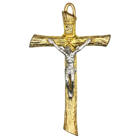 Inri Gold tone and silver tone cross for necklace 5" - Picture 1 of 4